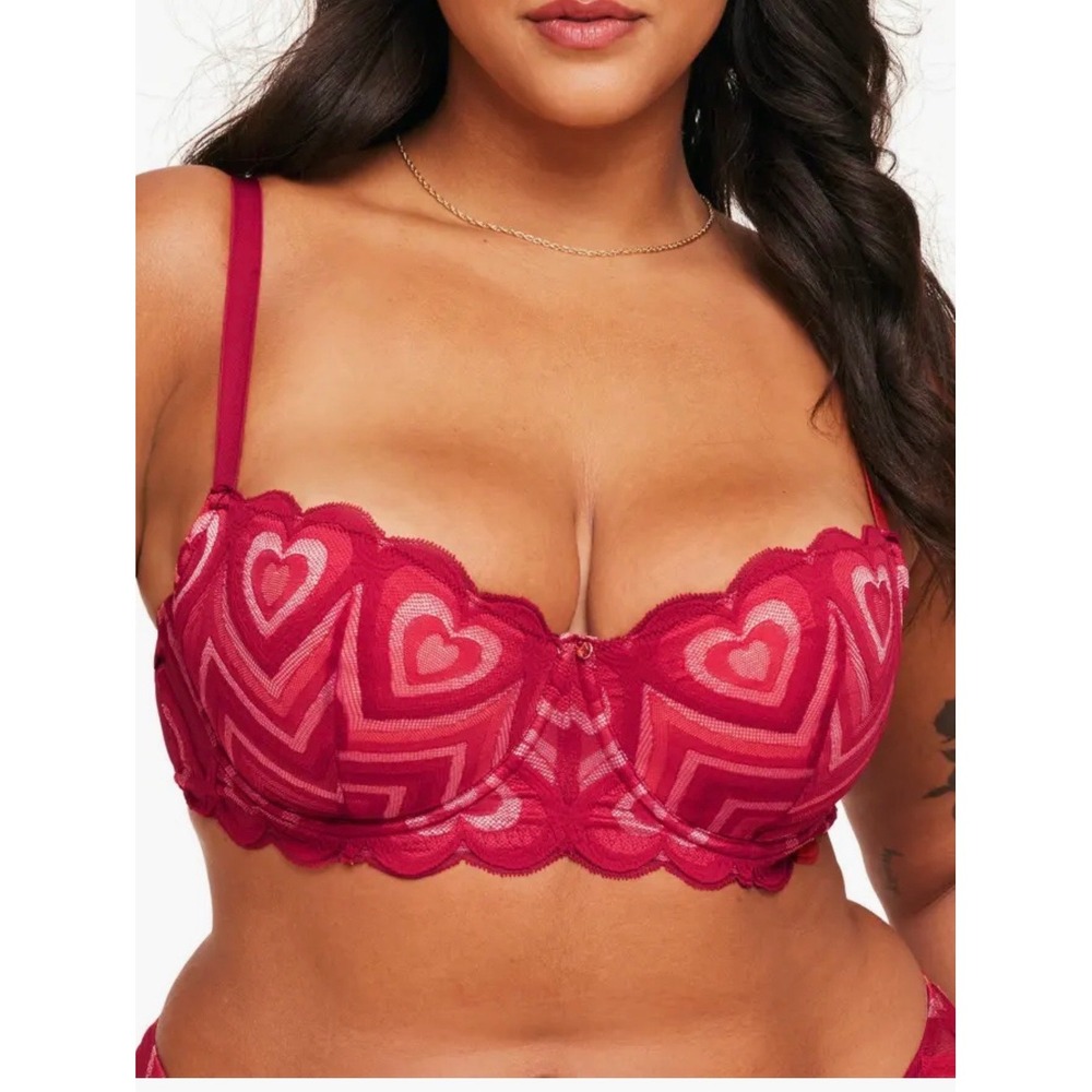 Adore Me Amorim's Balconette Contour Bra Womens 38I Red Heart‎ Lace BR-12974-BAL